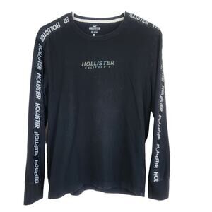 Hollister Long Sleeve T-Shirt Men's S Black Y2K Graphic Logo Crew Neck Cotton 00